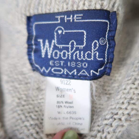 Vintage 80s Woolrich oatmeal cream snowflake wool cardigan sweater M - Picture 5 of 6